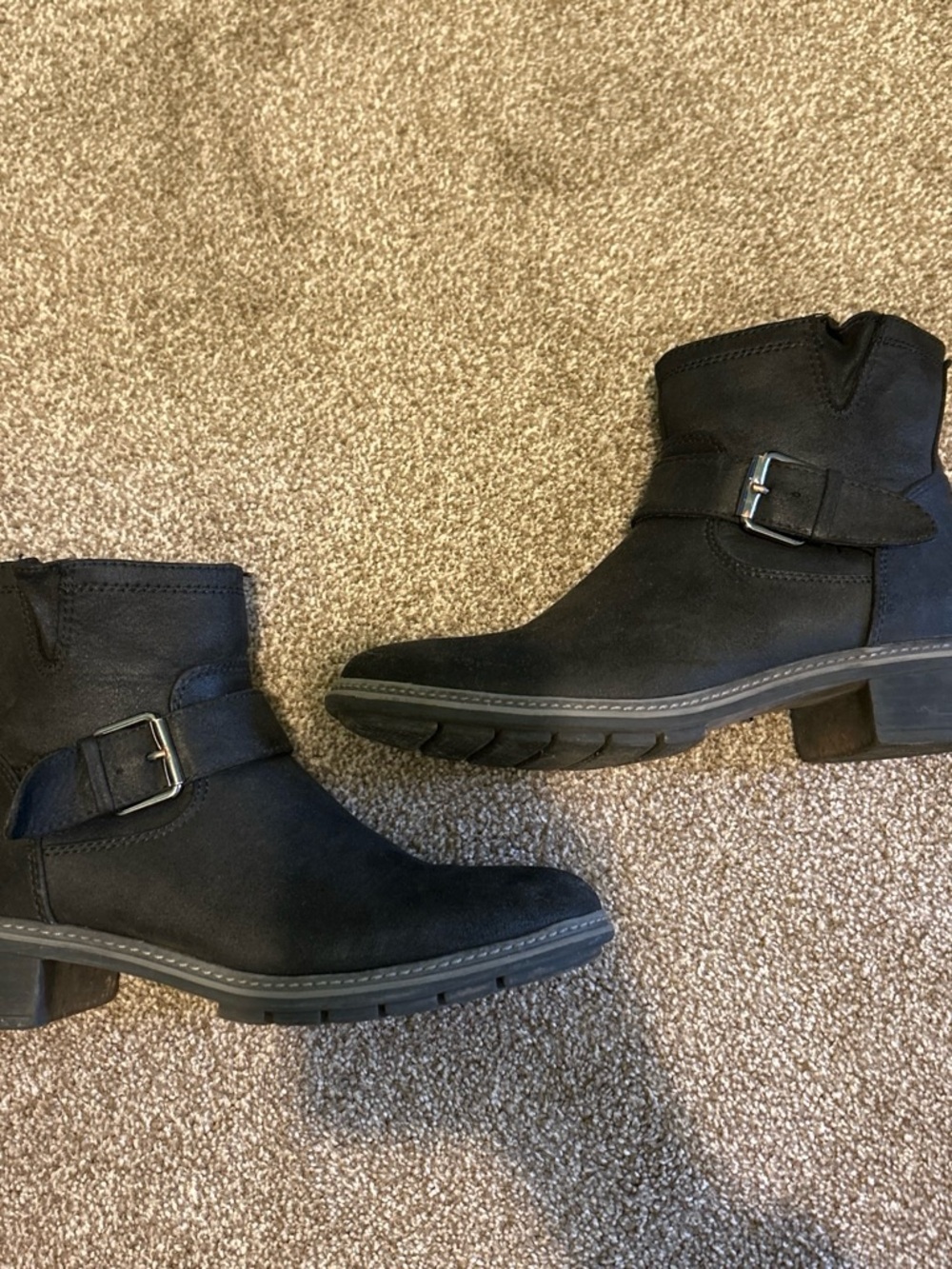 Cliffs by WHITE MOUNTAIN Black Suede Buckle Ankle Boots